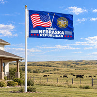 Proud Nebraska Republican Flag 3x5 displayed outdoors