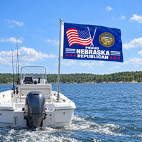 Proud Nebraska Republican Flag 3x5 displayed outdoors