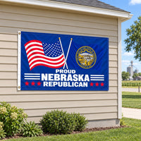 Proud Nebraska Republican Flag 3x5 displayed outdoors