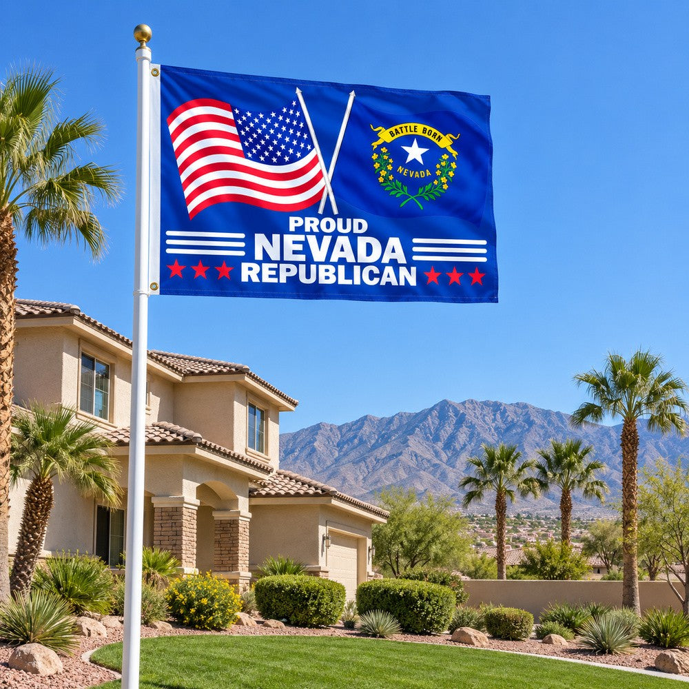 Proud Nevada Republican Flag 3x5 displayed outdoors