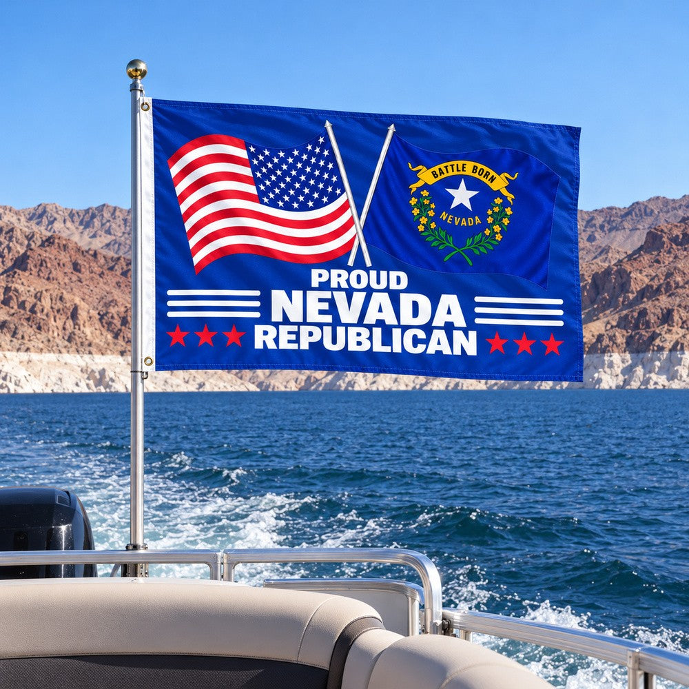 Proud Nevada Republican Flag 3x5 displayed outdoors