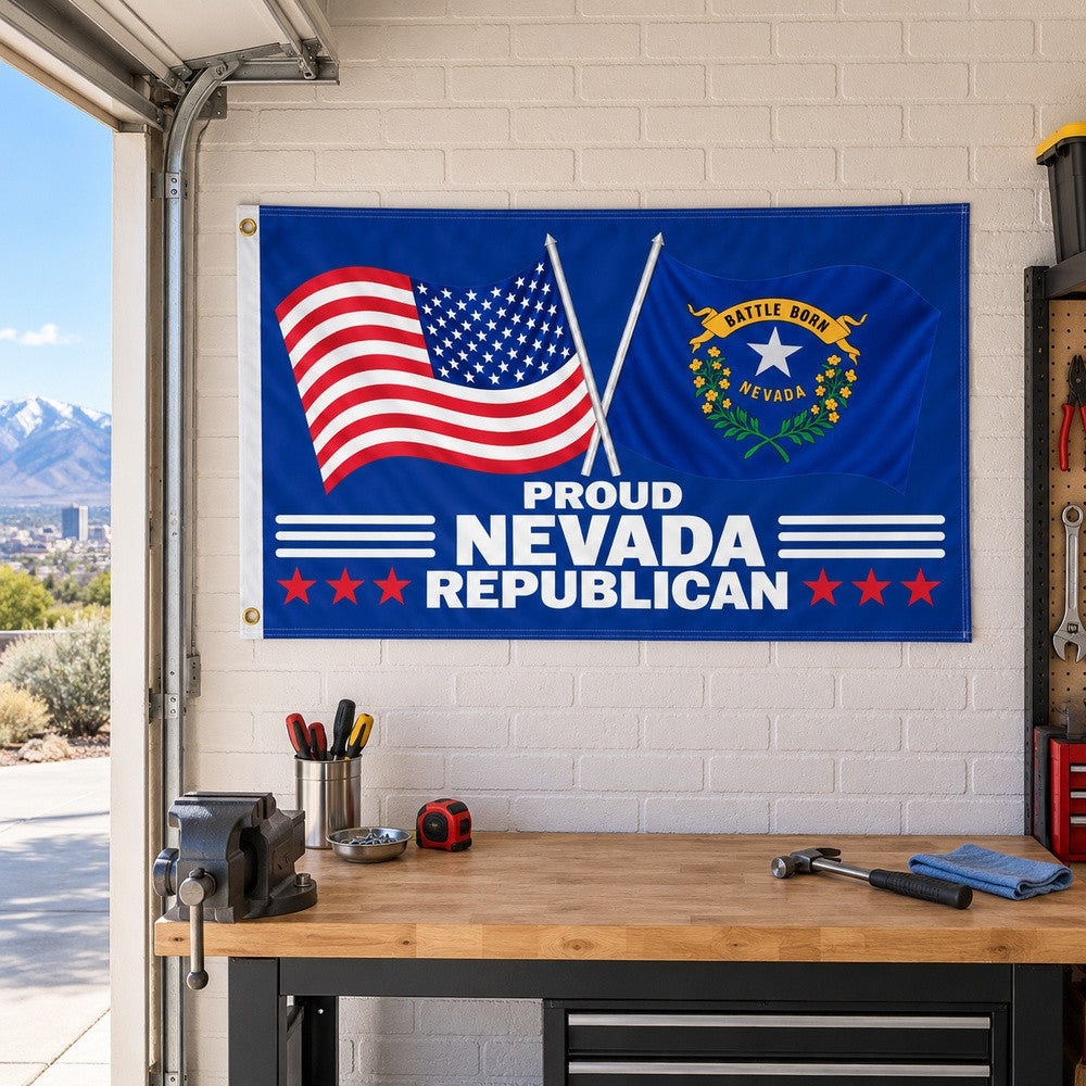 Proud Nevada Republican Flag 3x5 displayed outdoors