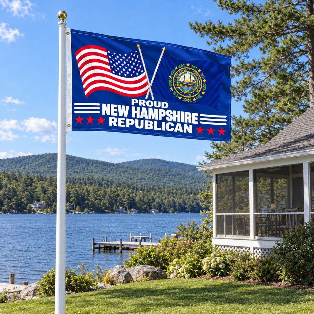 Proud New Hampshire Republican Flag 3x5 displayed outdoors