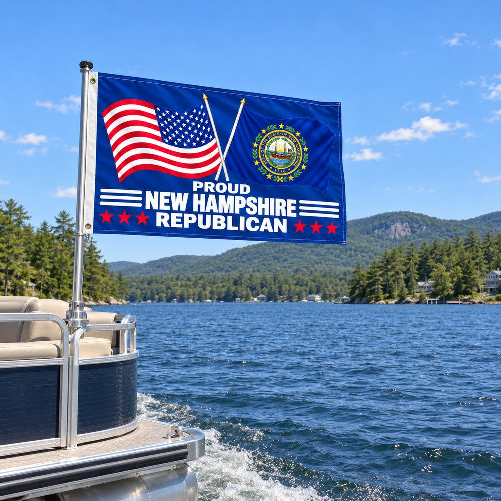 Proud New Hampshire Republican Flag 3x5 displayed outdoors