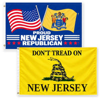 Proud New Jersey Republican and Don't Tread on New Jersey Flags 3x5 2-Pack