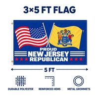 Proud New Jersey Republican Flag 3x5 features and size details