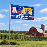Proud New Jersey Republican Flag 3x5 displayed outdoors