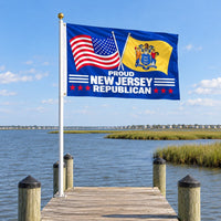Proud New Jersey Republican Flag 3x5 displayed outdoors