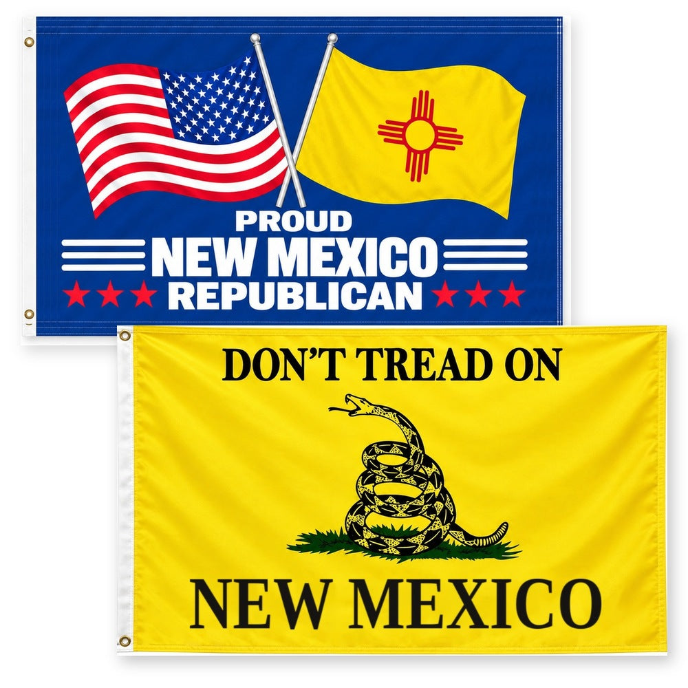 Proud New Mexico Republican and Don't Tread on New Mexico Flags 3x5 2-Pack