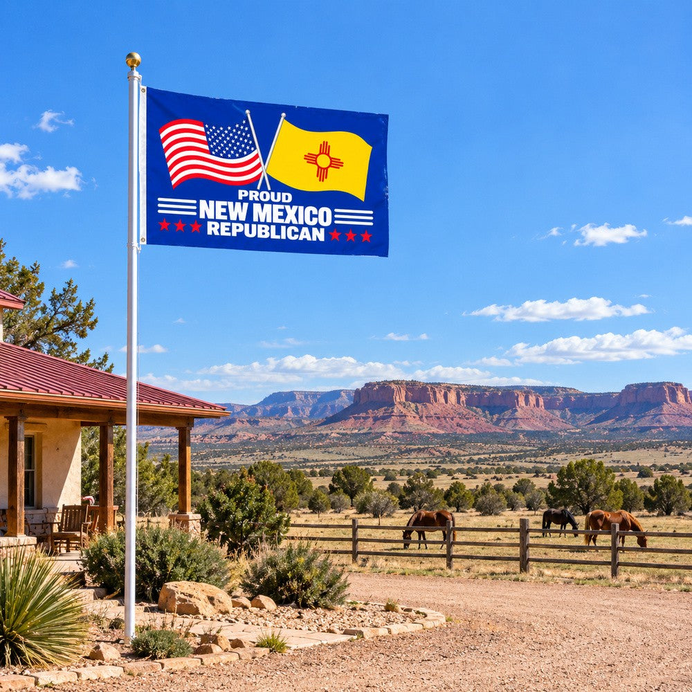Proud New Mexico Republican Flag 3x5 displayed outdoors