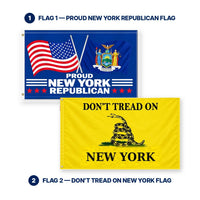 Proud New York Republican and Don't Tread on New York Flags 3x5 2-Pack features and size details