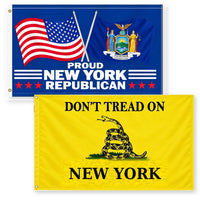 Proud New York Republican and Don't Tread on New York Flags 3x5 2-Pack