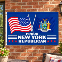 Proud New York Republican Flag 3x5 displayed outdoors
