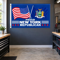Proud New York Republican Flag 3x5 displayed outdoors