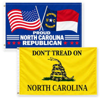 Proud North Carolina Republican and Don't Tread on North Carolina Flags 3x5 2-Pack