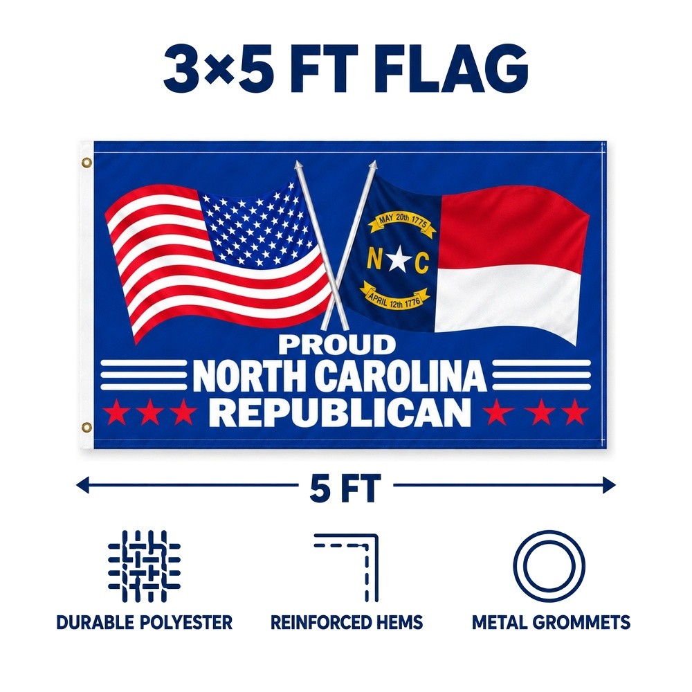 Proud North Carolina Republican Flag 3x5 features and size details