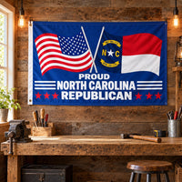 Proud North Carolina Republican Flag 3x5 displayed outdoors