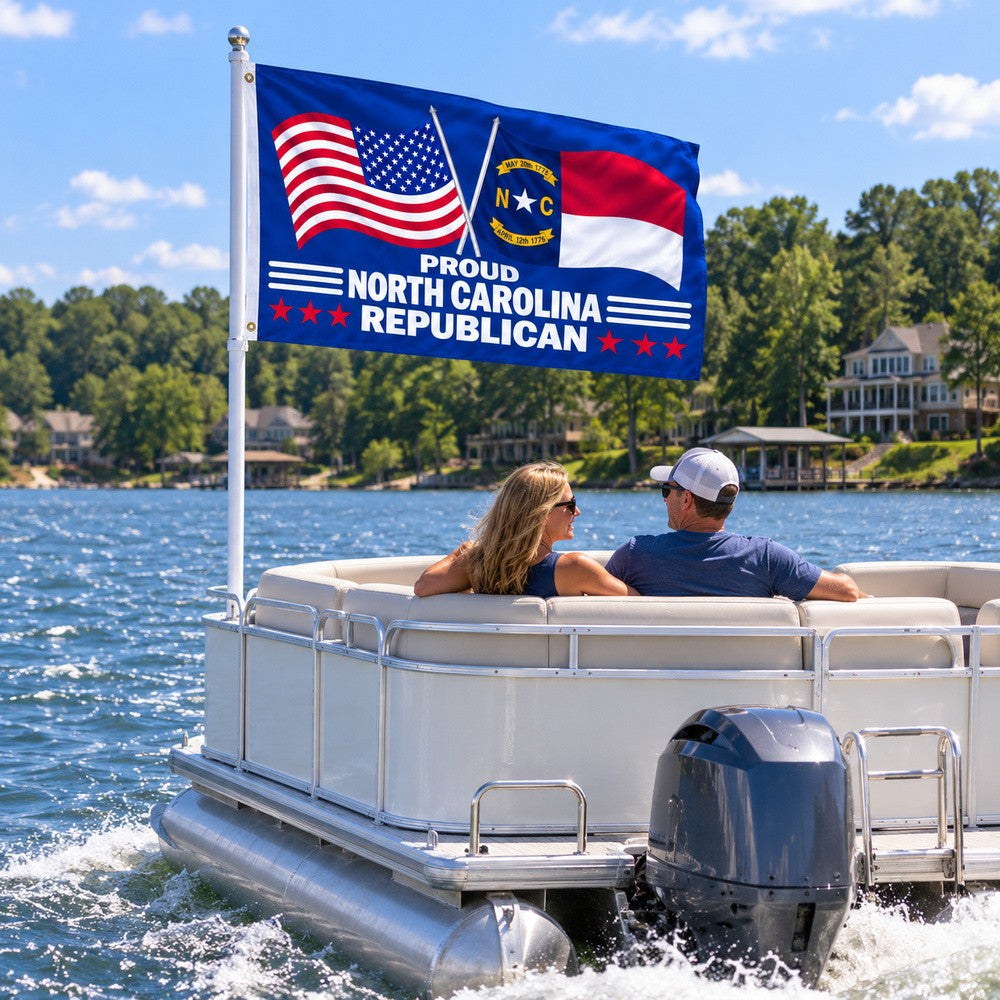 Proud North Carolina Republican Flag 3x5 displayed outdoors