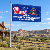 Proud North Dakota Republican Flag 3x5 displayed outdoors