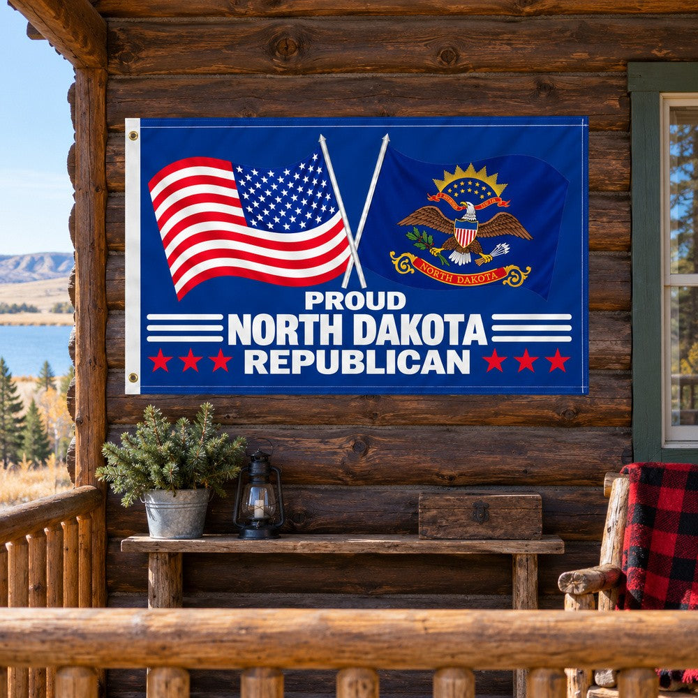 Proud North Dakota Republican Flag 3x5 displayed outdoors