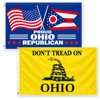 Proud Ohio Republican and Don't Tread on Ohio Flags 3x5 2-Pack