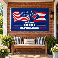 Proud Ohio Republican Flag 3x5 displayed outdoors