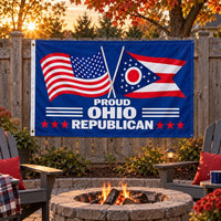 Proud Ohio Republican Flag 3x5 displayed outdoors