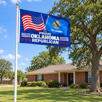 Proud Oklahoma Republican Flag 3x5 displayed outdoors