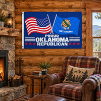 Proud Oklahoma Republican Flag 3x5 displayed outdoors
