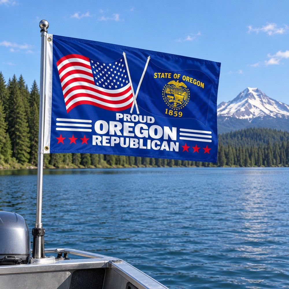 Proud Oregon Republican Flag 3x5 displayed outdoors