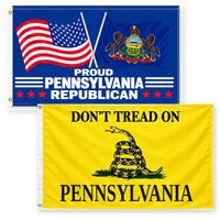 Proud Pennsylvania Republican and Don't Tread on Pennsylvania Flags 3x5 2-Pack