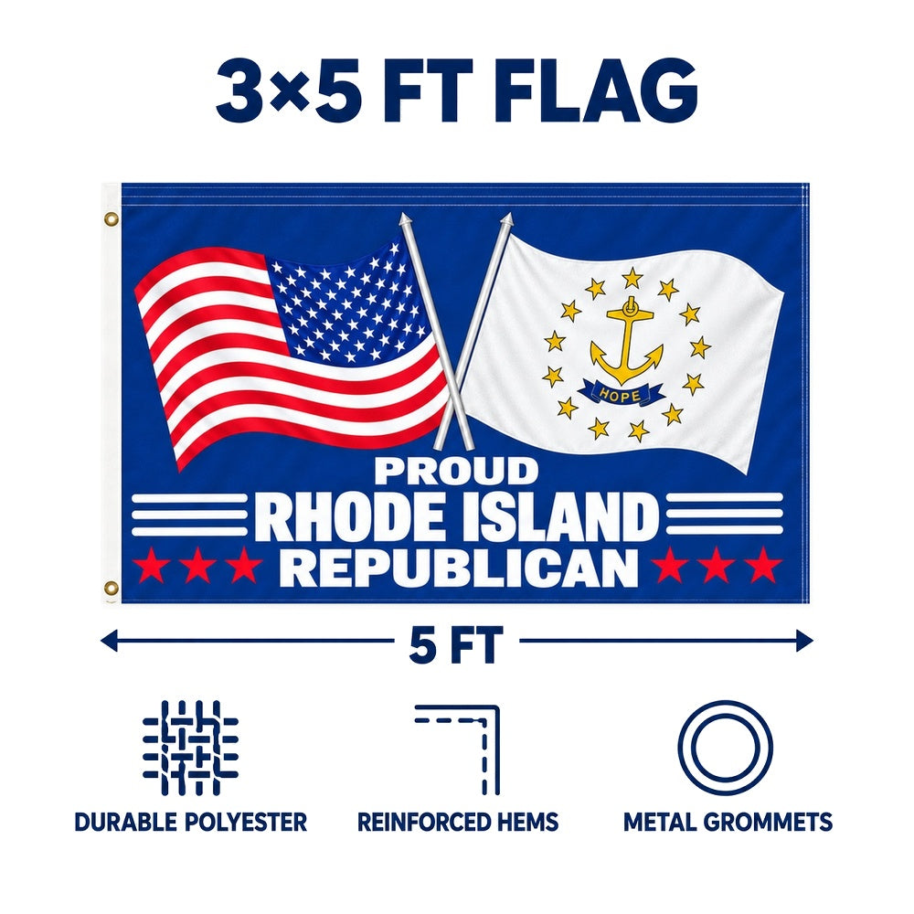 Proud Rhode Island Republican Flag 3x5 features and size details