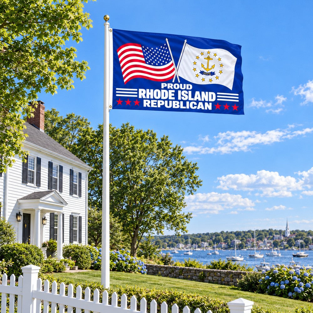 Proud Rhode Island Republican Flag 3x5 displayed outdoors