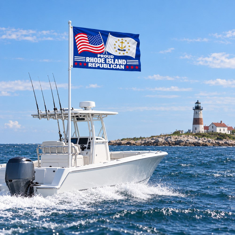 Proud Rhode Island Republican Flag 3x5 displayed outdoors
