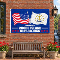 Proud Rhode Island Republican Flag 3x5 displayed outdoors