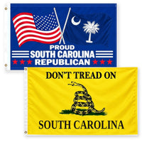 Proud South Carolina Republican and Don't Tread on South Carolina Flags 3x5 2-Pack
