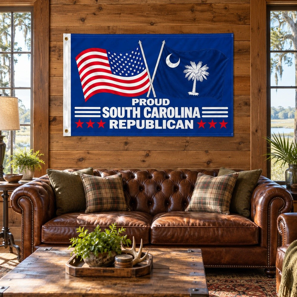 Proud South Carolina Republican Flag 3x5 displayed outdoors