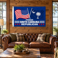 Proud South Carolina Republican Flag 3x5 displayed outdoors