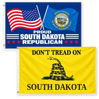 Proud South Dakota Republican and Don't Tread on South Dakota Flags 3x5 2-Pack