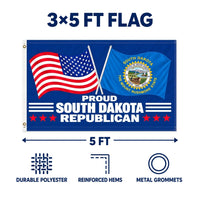 Proud South Dakota Republican Flag 3x5 features and size details
