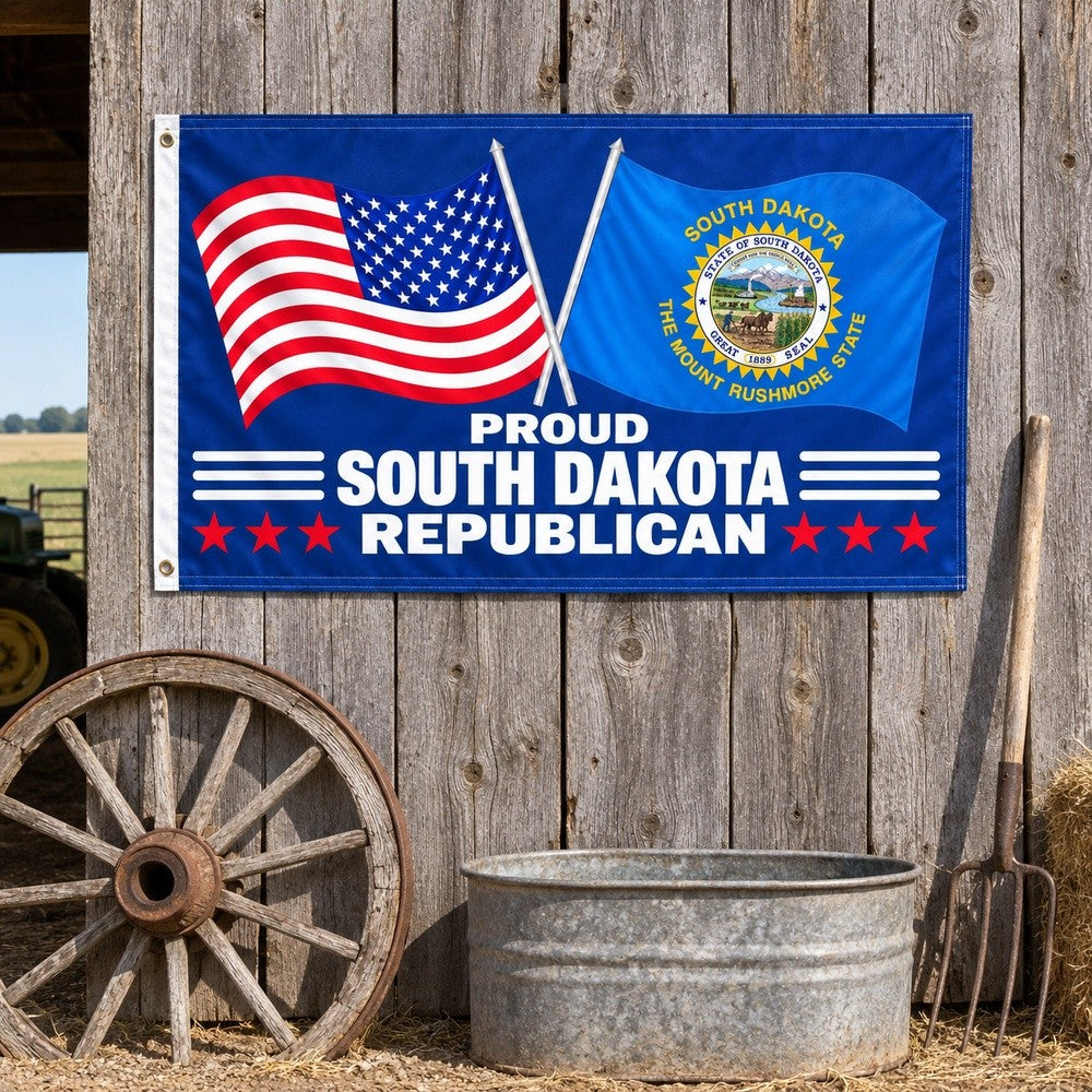 Proud South Dakota Republican Flag 3x5 displayed outdoors