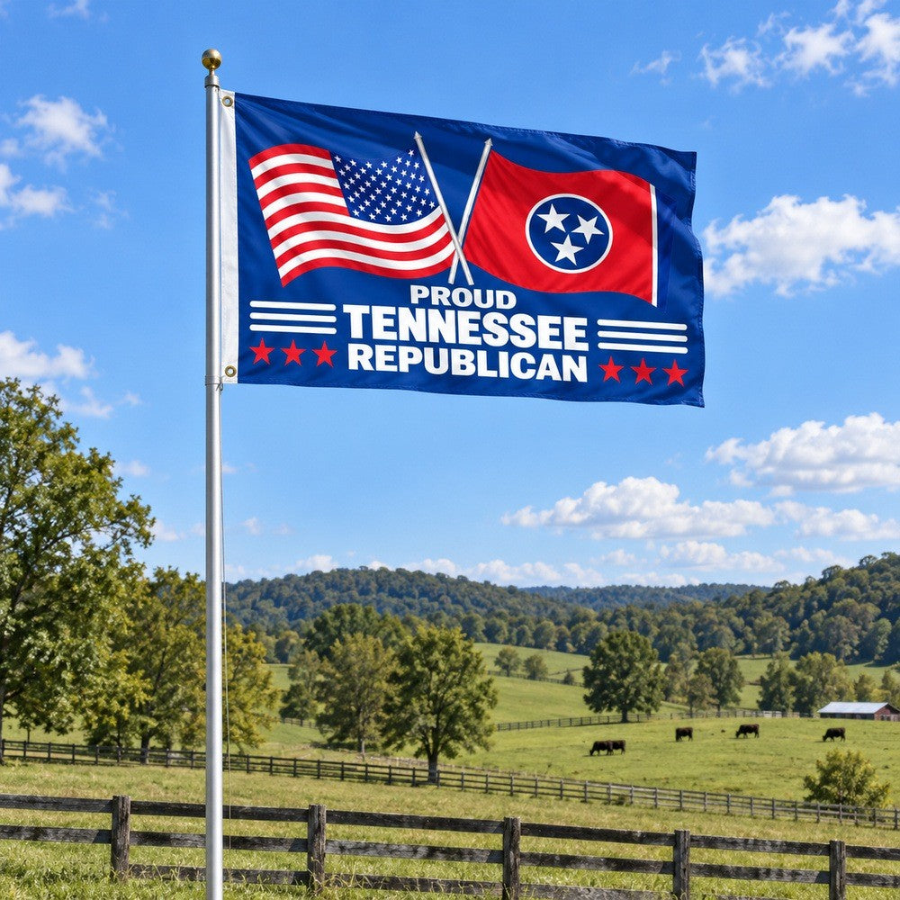 Proud Tennessee Republican Flag 3x5 displayed outdoors