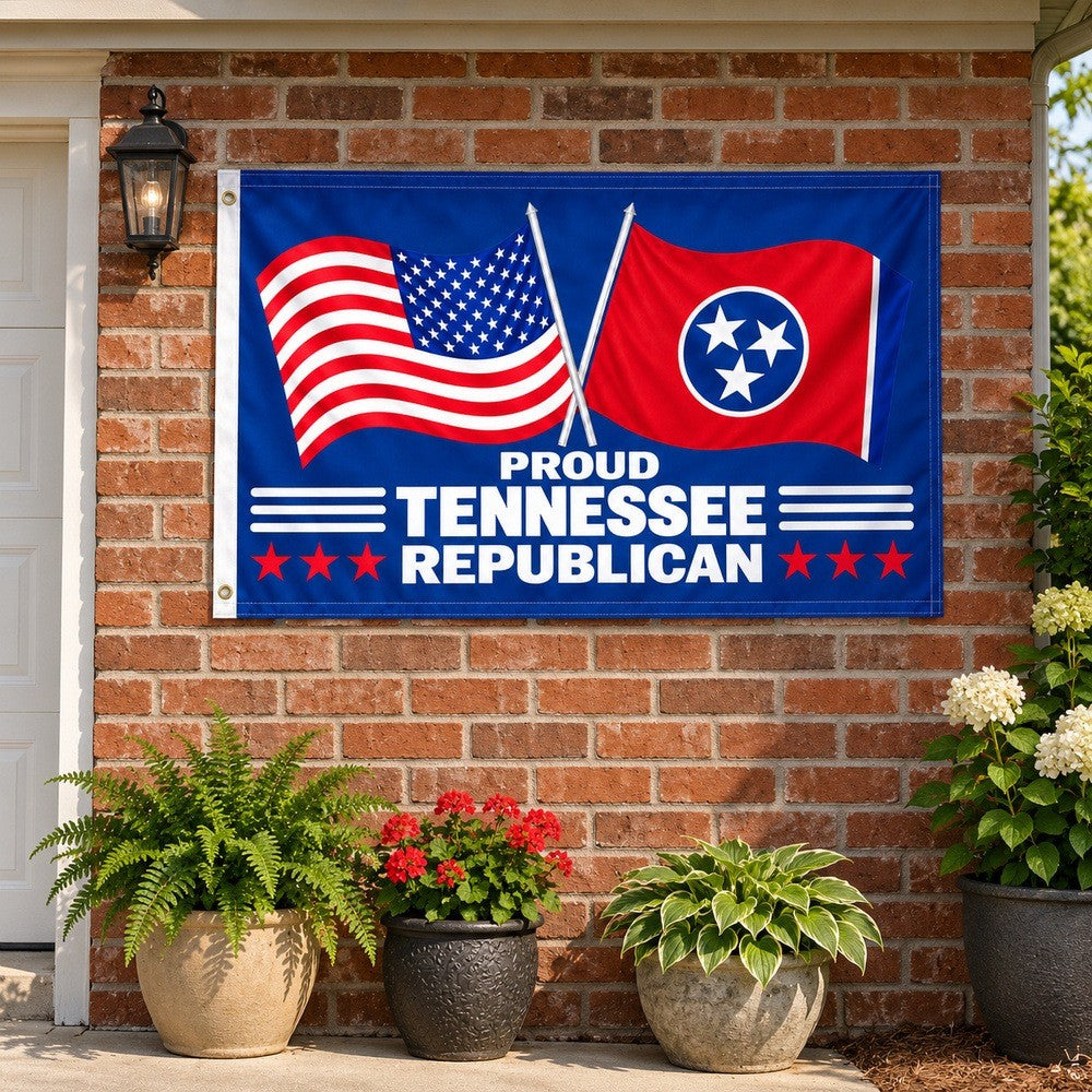 Proud Tennessee Republican Flag 3x5 displayed outdoors