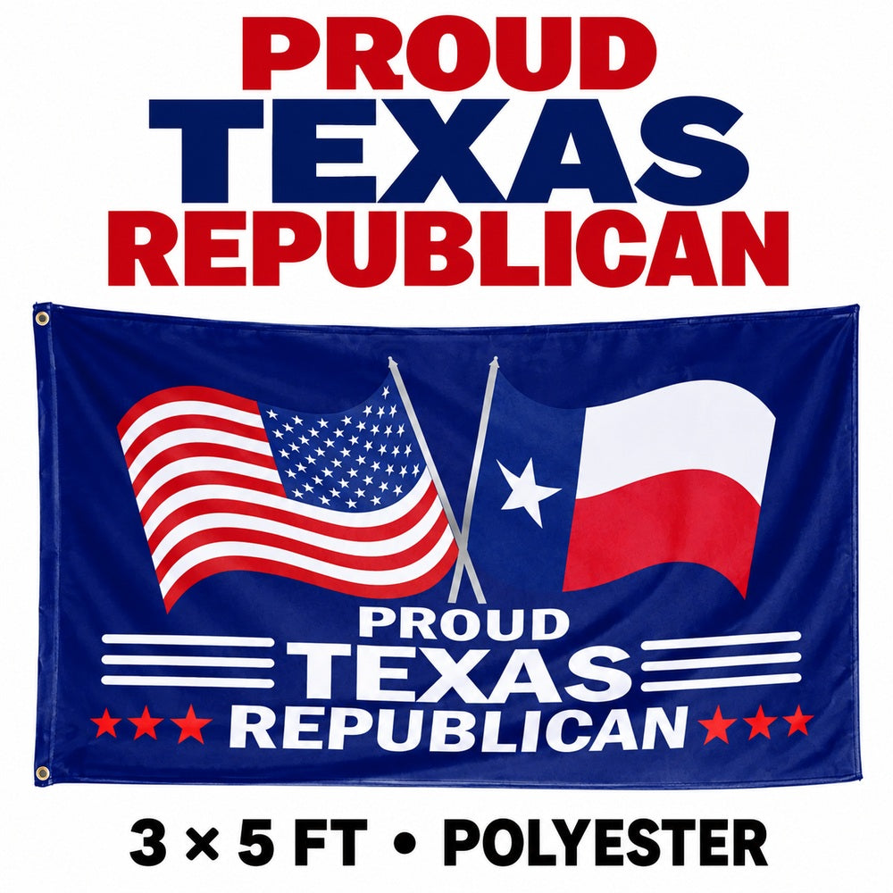 Proud Texas Republican Flag 3x5 features and size details