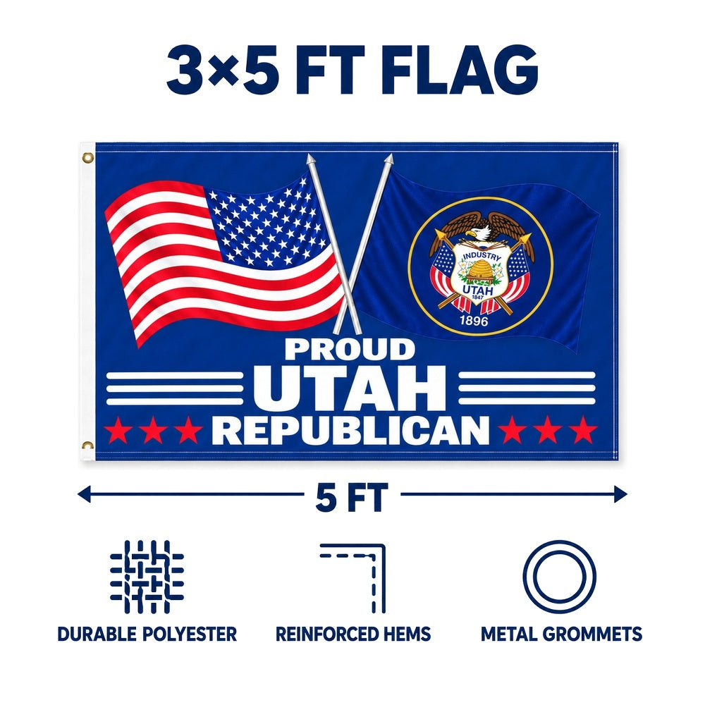 Proud Utah Republican Flag 3x5 features and size details