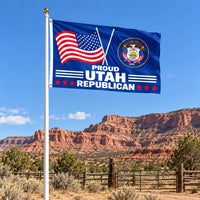 Proud Utah Republican Flag 3x5 displayed outdoors