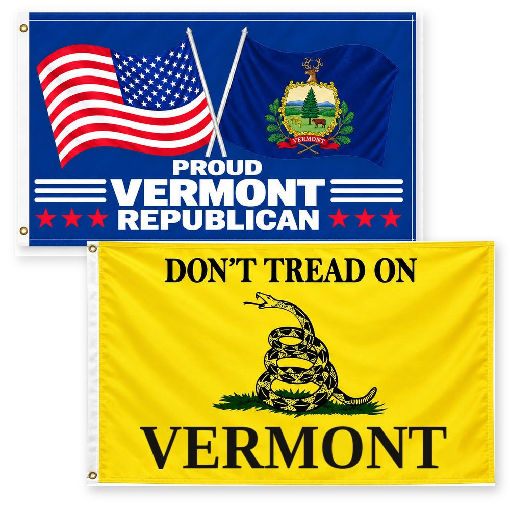 Proud Vermont Republican and Don't Tread on Vermont Flags 3x5 2-Pack