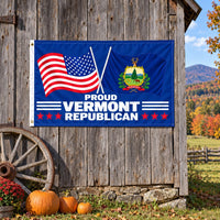 Proud Vermont Republican Flag 3x5 displayed outdoors