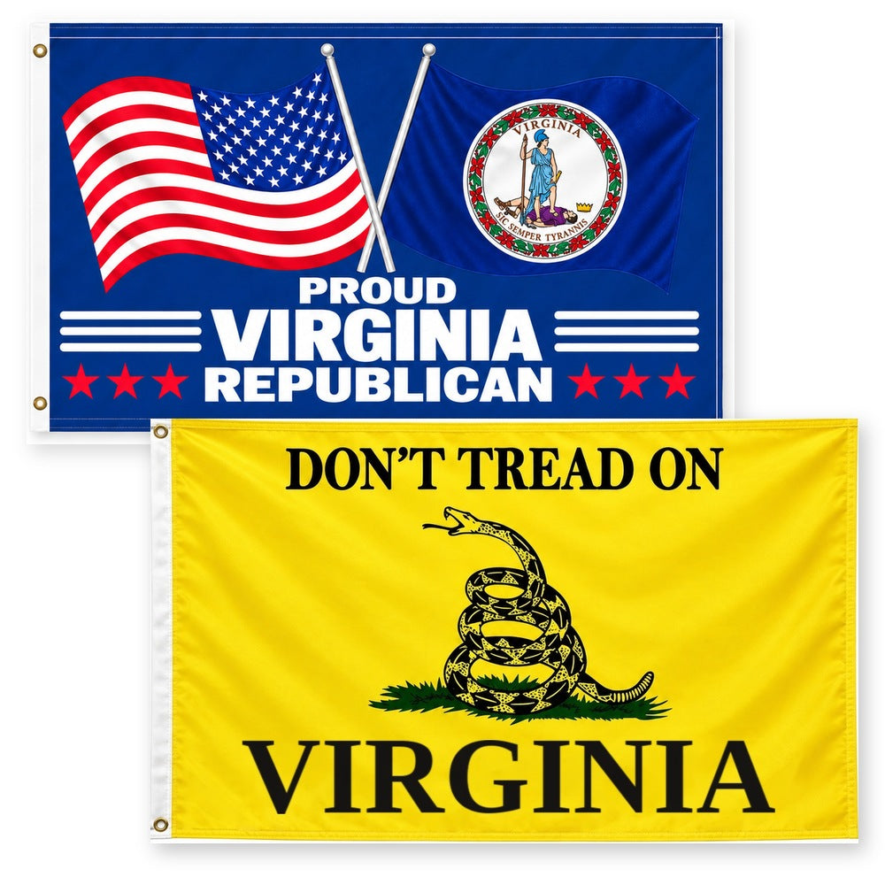 Proud Virginia Republican and Don't Tread on Virginia Flags 3x5 2-Pack
