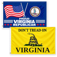 Proud Virginia Republican and Don't Tread on Virginia Flags 3x5 2-Pack